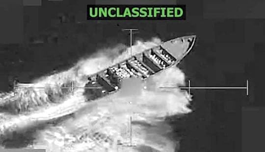 Suspected narco-terrorists just moments before being struck by the U.S. military in the Eastern Pacific on Saturday, Nov. 1, 2025 (Video screenshot)