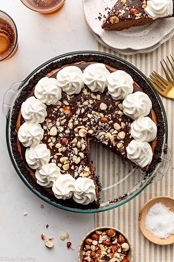 Nutella pie with ganache and whipped cream.