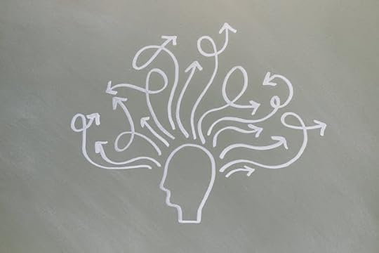 Illustration of a human head with arrows representing positive thoughts and affirmations to have a good day