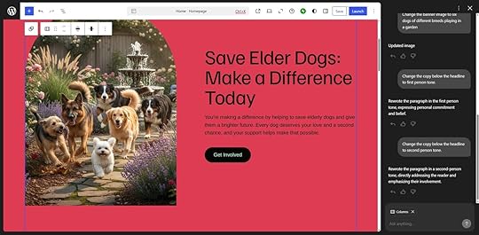 Creating a website with AI website builder