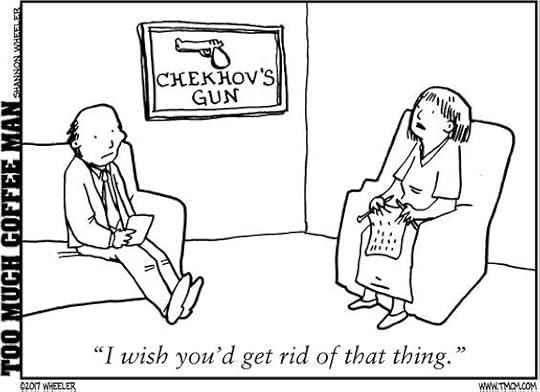 Chekhov's Gun writing principle illustration cartoon