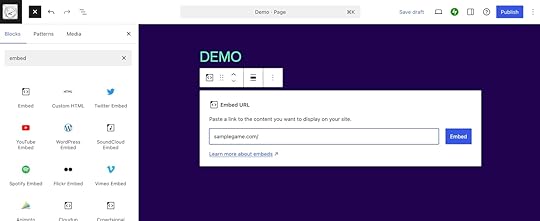 Embedding a WordPess game