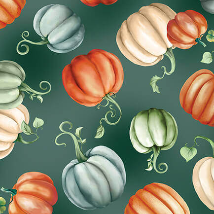 1494344B Give Thanks Pumpkin Patch Green Fabric by the Yard available at ShopNZP.com from Nancy Zieman Productions