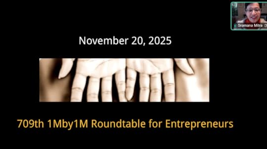 Sramana Mitra on screen at the start of the webinar.