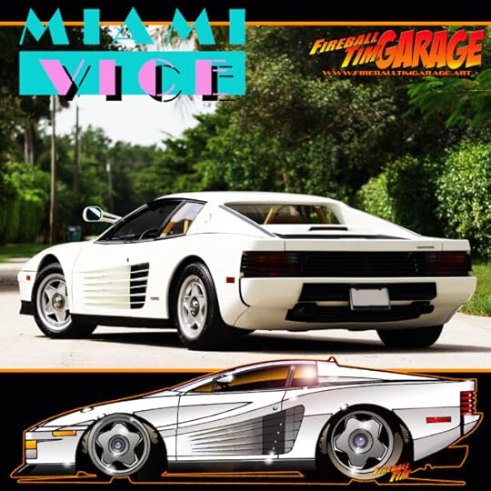 Miami Vice Automotive Pop Culture Movie Car and TV Car Art by Fireball Tim Garage