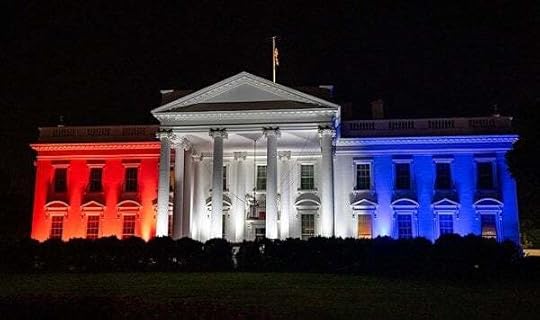 The White House is lit up red white and blue to celebrate July 4th, Friday, July 4, 2025. (Official White House photo by Carlos Fyfe)