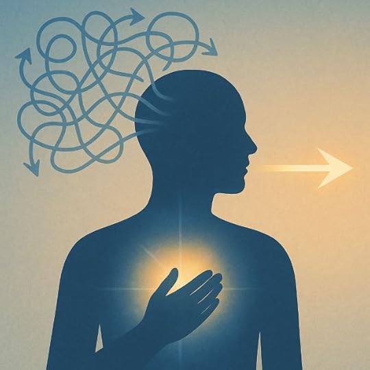 Illustration of a human silhouette with tangled arrows around the head and a glowing heart, symbolizing clarity and how to program the subconscious mind