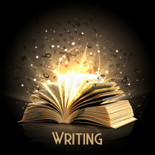 Book with Magic coming out of it. "Writing"