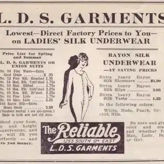 Historic Newspaper Ad for LDS Garments