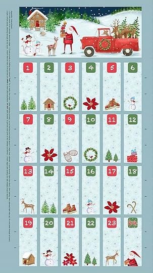 PANEL CD1178 01 Farmhouse Santa Advent Calendar Fabric Panel