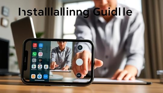 A well-organized installation guide for a camera app on an iPhone, presented visually with three clear layers. In the foreground, a modern iPhone 15 displaying the camera app interface, featuring vibrant colors and clear icons. In the middle ground, a professional user in modest casual clothing, gently tapping the screen, with a focus on their hand and the phone. The background shows a well-lit workspace with natural light coming through a window, casting soft shadows. The overall atmosphere is informative and engaging, emphasizing clarity and ease of use. The image captures a sense of guidance and professionalism, appealing to readers interested in tech installations.