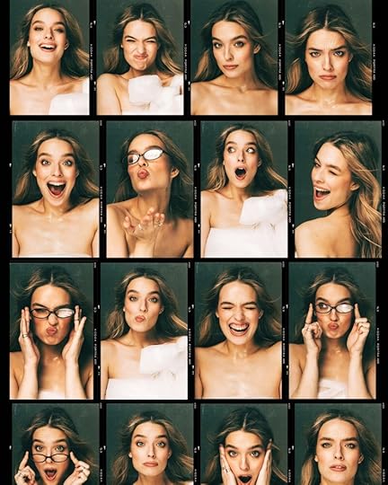 A collage of expressive portraits featuring a woman showcasing a range of emotions, including happiness, surprise, and skepticism, against a neutral background.