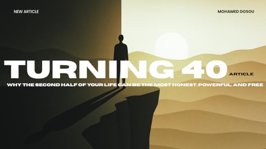 A solitary figure (gender-neutral) standing on the edge of a cliff at sunrise. Half the image is shadow (symbolizing the past), while the rising golden sun illuminates the other half (symbolizing the future and rebirth at 40). The landscape is simple, warm, and hopeful - not dramatic, not sad.