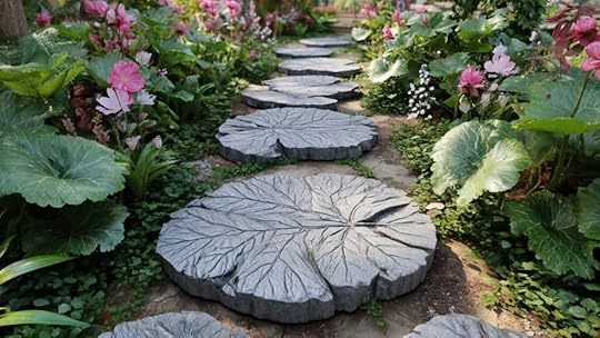 concrete leaves for a botanical walk