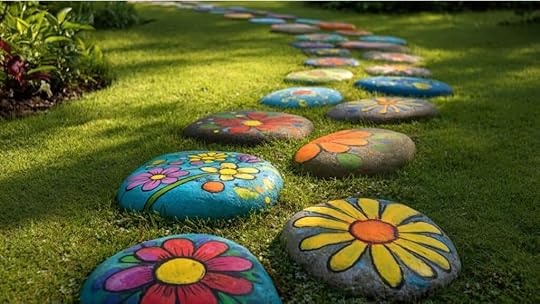 painted stepping stones With flowers