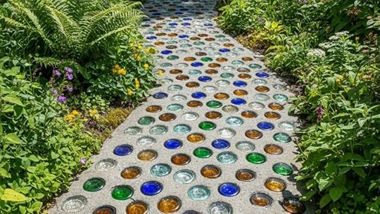 glass bottle bottoms in concrete