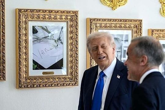 President Donald Trump and Canadian Prime Minister Mark Carney walk on the West Colonnade after their meeting, Tuesday, Oct. 7, 2025. (Official White House photo by Daniel Torok)