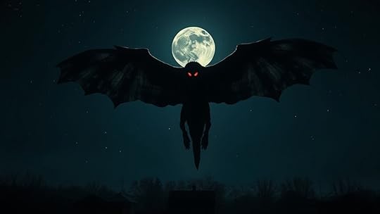 winged creature with glowing eyes