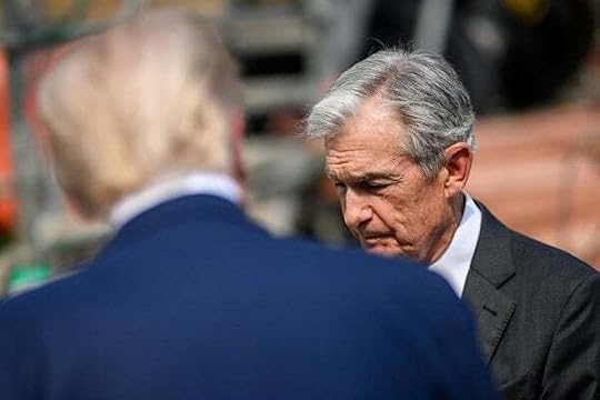President Donald Trump speaks to Fed Chair Jerome Powell during a tour of the Federal Reserve in Washington, D.C., Thursday, July 24, 2025. (Official White House photo by Daniel Torok)