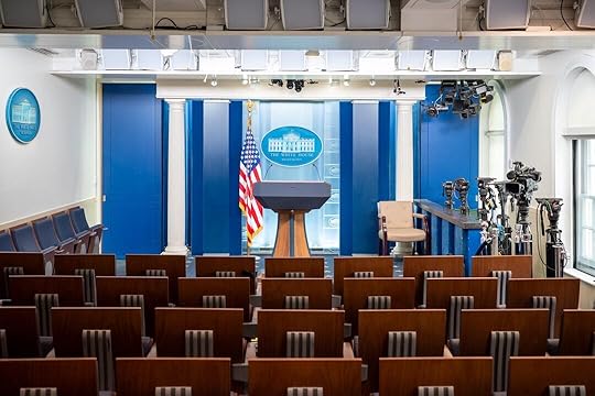 The white house press briefing room is empty.