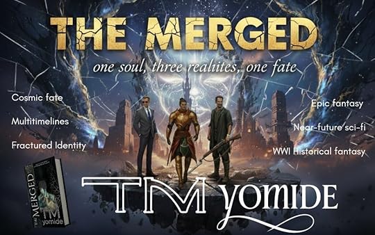 The Merged, a multi timeline cosmic horror fantasy book of shattered realities by TM yomide.