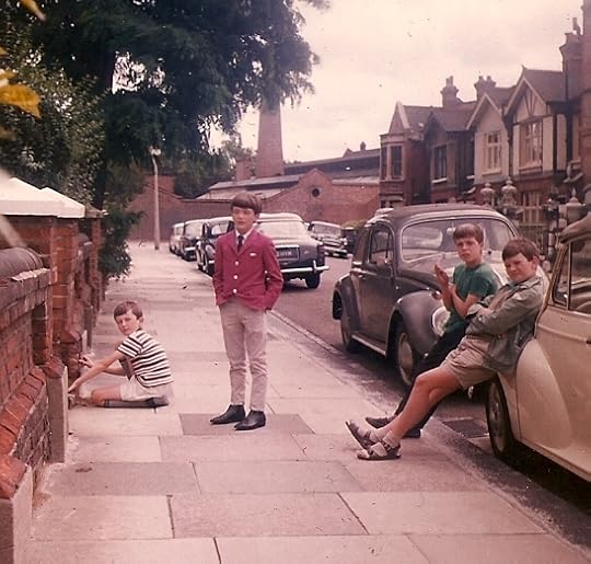 Josh center; cockney lad Bruce in green shirt. Edna's boys, Sasha and Carlo