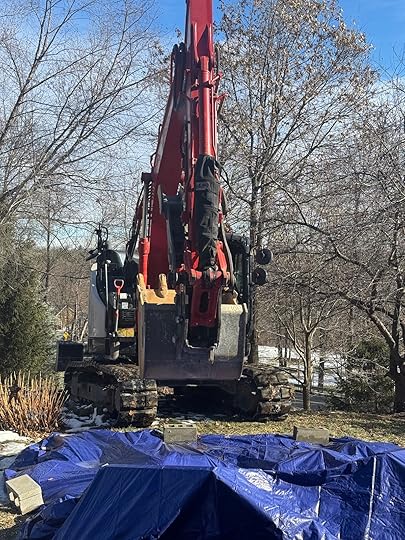 Excavator in our yard
