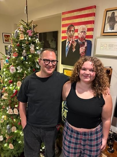 Poesy and me in front of our Christmas tree.