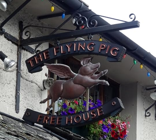Sign for the Flying Pig, Bowness-on-Windermere
