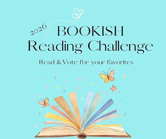 bookish reading challenge and book awards for 2026. Picture is an open book with butterflies