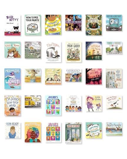 image of covers of 31 picture books Sharon read and tracked in 2025.