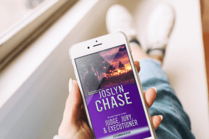 Woman relaxing while reading Judge, Jury, & Executioner, by Joslyn Chase