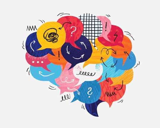 Colorful speech bubbles forming a brain, symbolizing mental chatter and how to change your limiting beliefs.