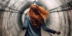 Riley Forte running down a tunnel in Cincher's Waltz