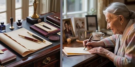 Woman writing a legacy letter at her desk