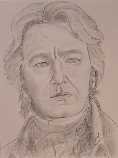 A pencil sketch of Alan Rickman as Colonel Brandon in the movie Sense and Sensibility.