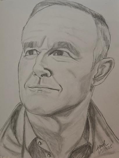 A pencil sketch of Clark Gregg as Agent Phil Coulson in the television series Agents of SHIELD.