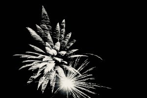 Green and yellow fireworks display