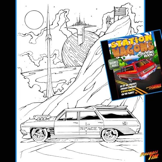 Station Wagons Coloring Book Art by Fireball Tim
