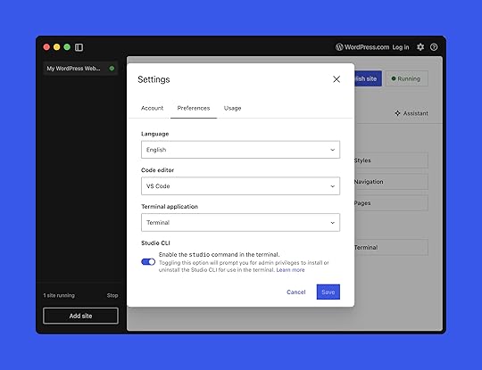Screenshot of Studio settings.