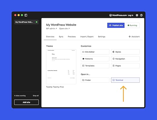 Screenshot of WordPress Studio Overview screen.