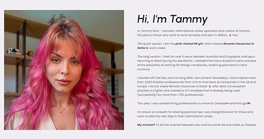 Screenshot of Tammy Silva's website.