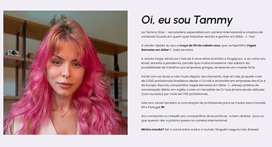 Screenshot of the homepage of Tammy's website. 
