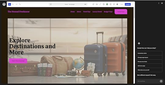 Screenshot of the personal website created by the WordPress AI website builder.