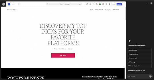Screenshot of the link-in-bio website created by the WordPress AI website builder.