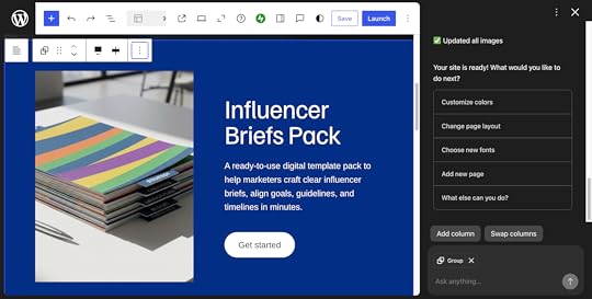 Screenshot of the landing page website created by the WordPress AI website builder.