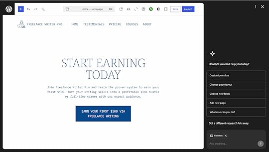 Screenshot of the educational website created by the WordPress AI website builder.