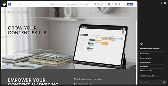 Screenshot of the membership website created by the WordPress AI website builder.