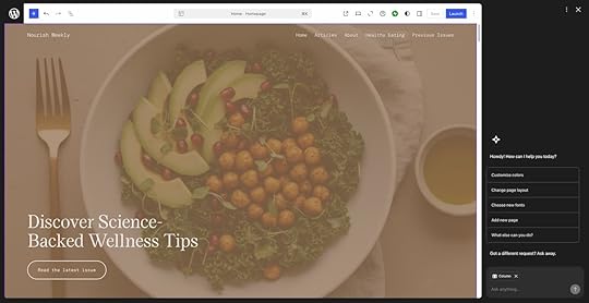 Screenshot of the news website created by the WordPress AI website builder.