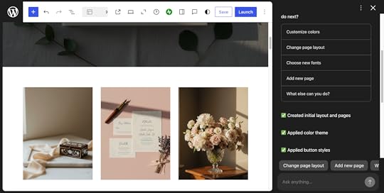 Screenshot of the photography gallery website created by the WordPress AI website builder.